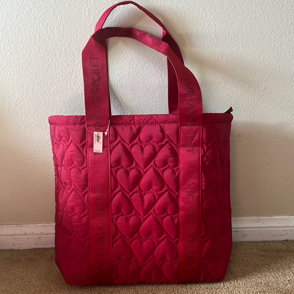 Victoria's Secret Red Quilted Tote Bag
